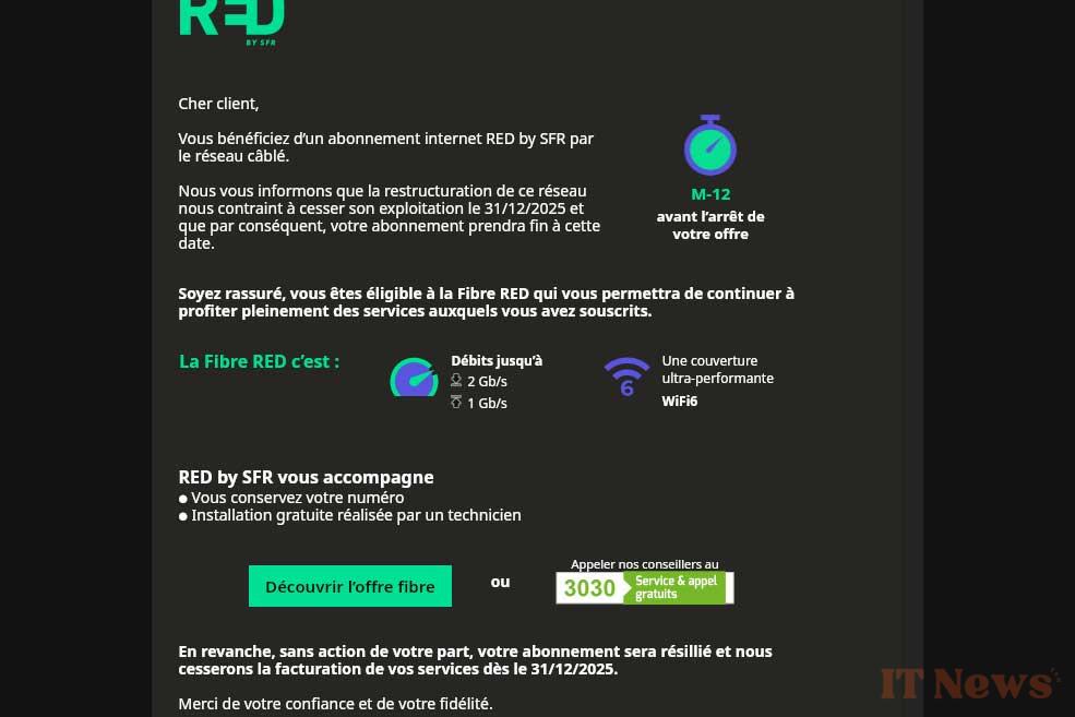 SFR: end clap for "false fiber", subscribers forced to change their offer