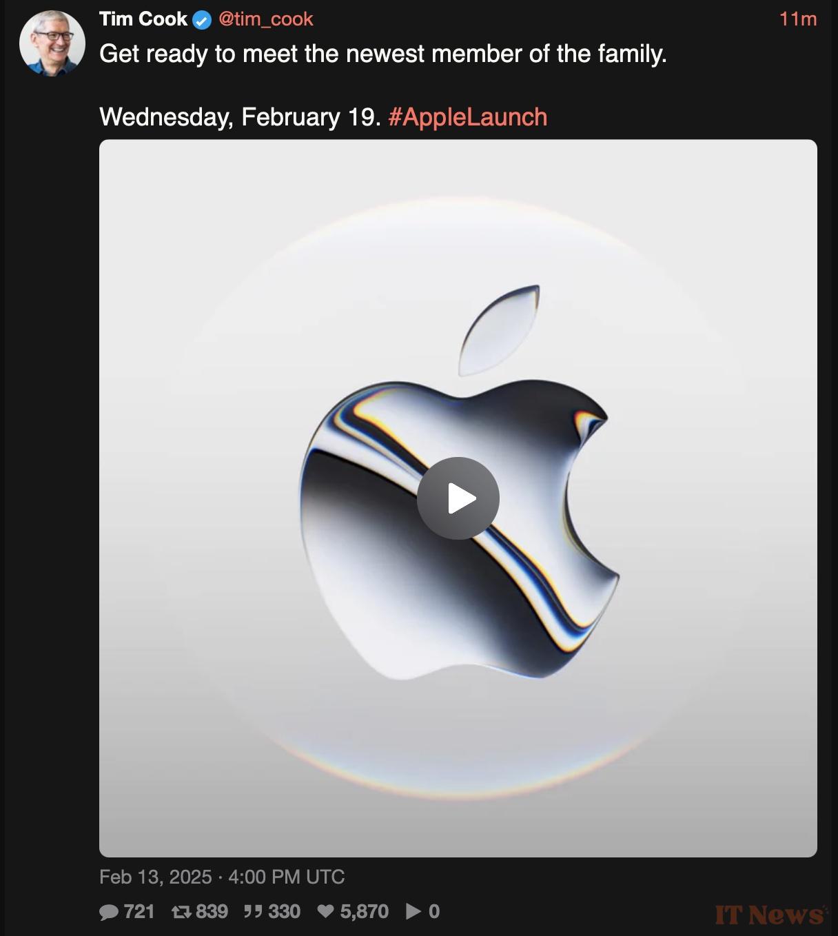 Tim Cook announces an Apple novelty for next week: the iPhone SE 4?