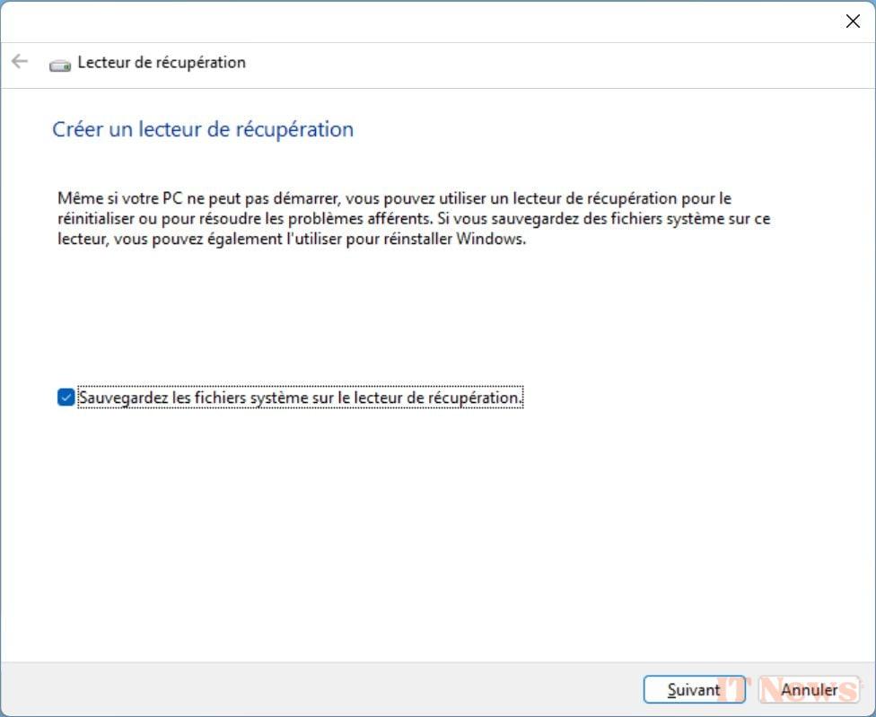 Windows 11: How to create a USB recovery key?