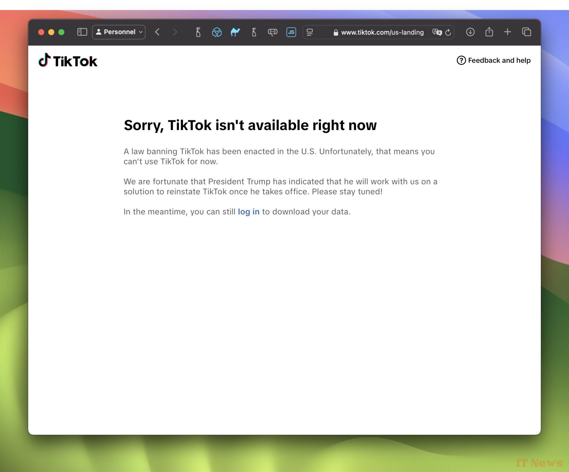 Tiktok soon returned to the United States