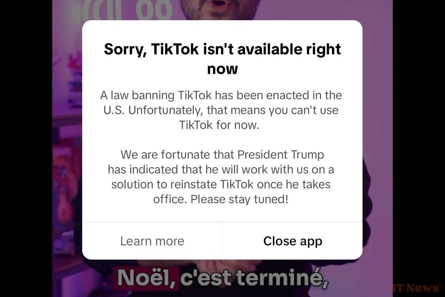 Tiktok soon returned to the United States